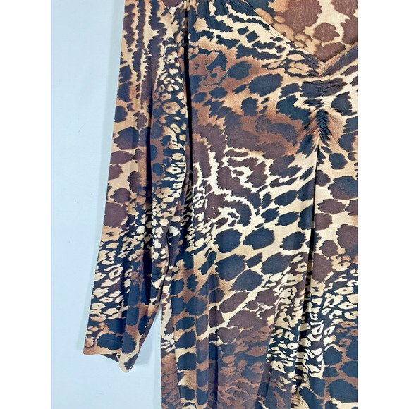 Chicos Travelers Size 1 / Medium Top Animal Print Y2K Cinched Knit Mob Wife - Picture 3 of 12